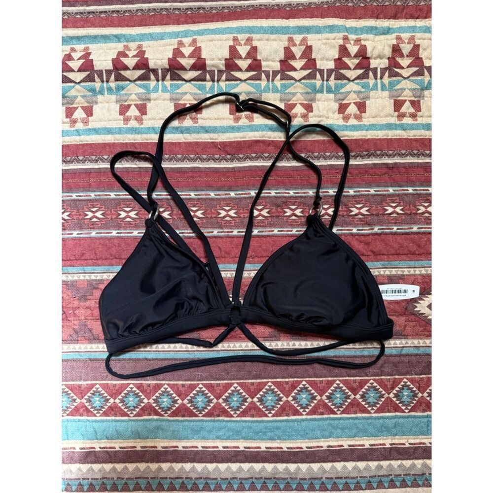 NWT Adore Me Black Triangle Bikini top with Strappy Back size medium